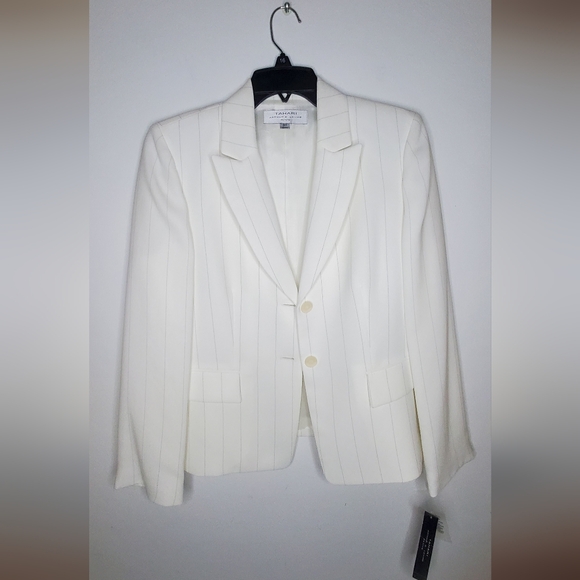 🔥Hostpick🔥NWT Tahari Size 12P Elegant White Striped Women's Blazer - Picture 8 of 14